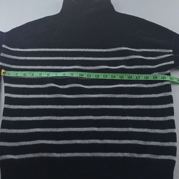 Magaschoni Black‎ White Striped Long Sleeve Cashmere Turtleneck Sweater Size S - Picture 8 of 9